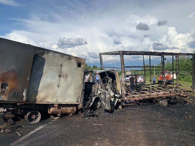 На трассе Самара – Бугуруслан в результате лобового удара сгорели две «ГАЗели»