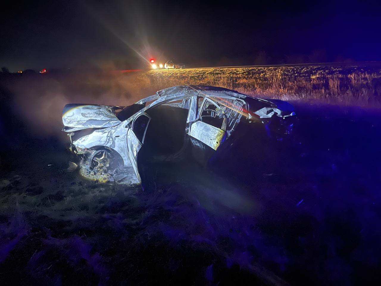 В Саракташе в результате ДТП сгорела иномарка 