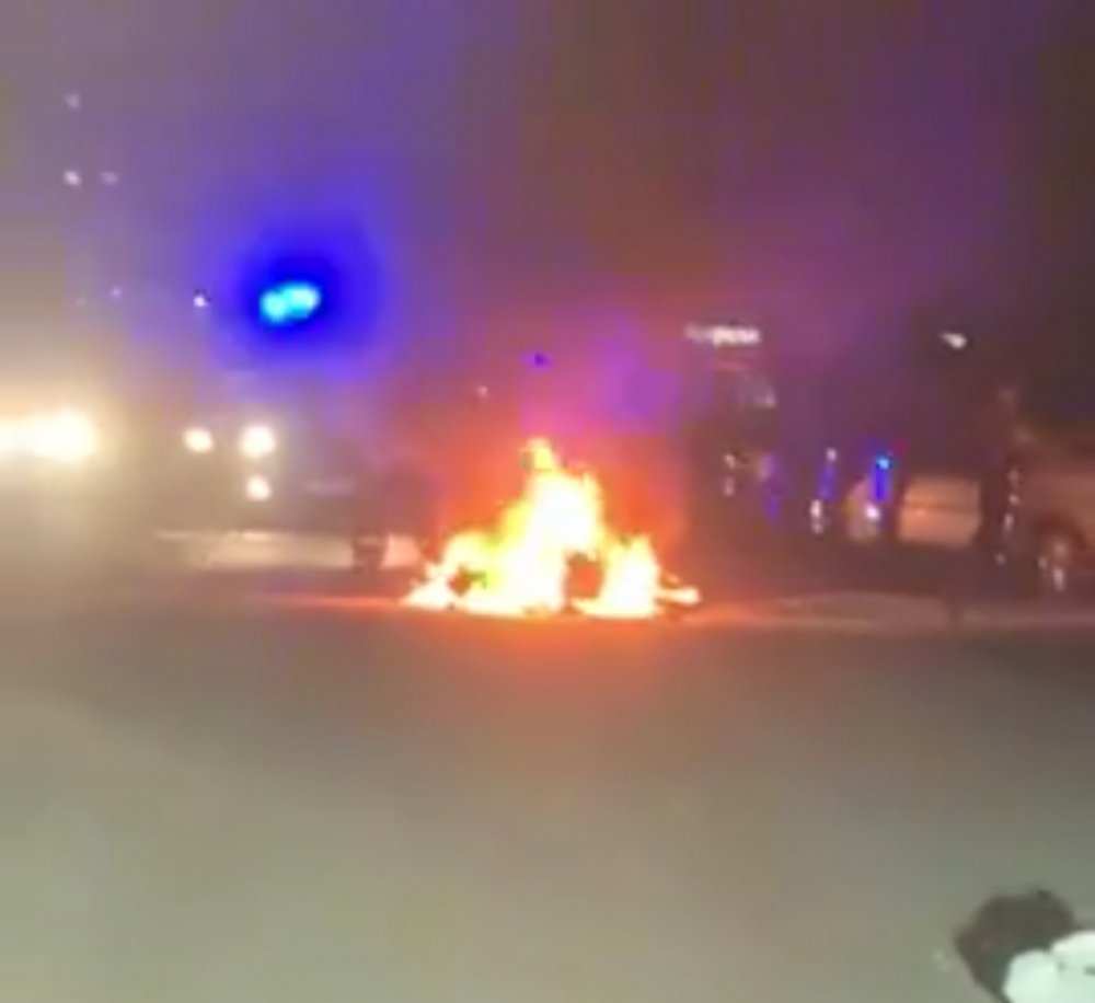 В Оренбурге после ДТП полностью сгорел мотоцикл