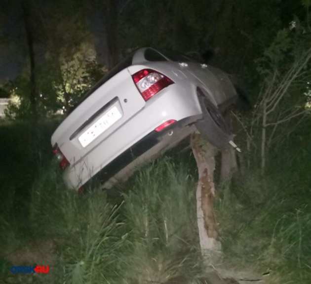 В Орске автомобиль повис на деревьях